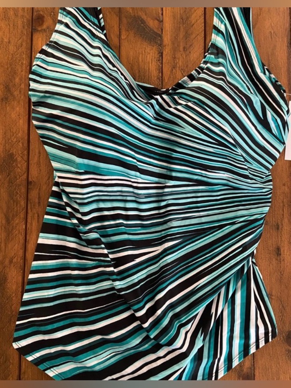 FULLFITALL Green Prism Sarong Front One Piece Swimsuit Size 22 New
